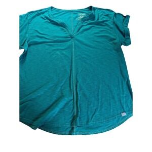 L.L. Bean Women Short Sleeve V-Neck T-Shirt Green‎ Size XL Soft Lightweight